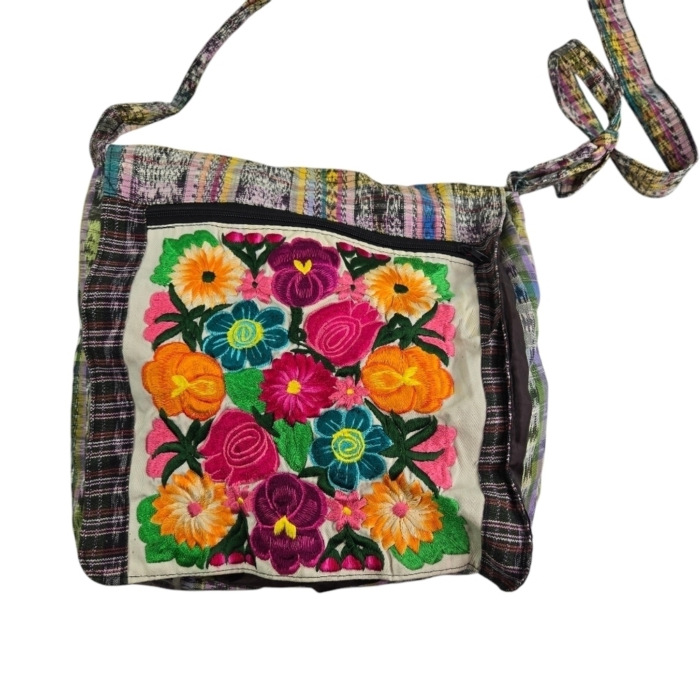 Embroidered floral Guatemala ethnic boho hippie festival crossbody bag purse